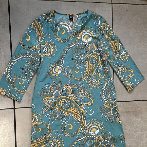 EMERY ROSE Paisley Print Notched Neck Tunic Dress Size M - Picture 2 of 6
